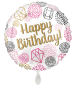 Preview: Folienballon rund - Happy Birthday: Diamanten - ø 43cm